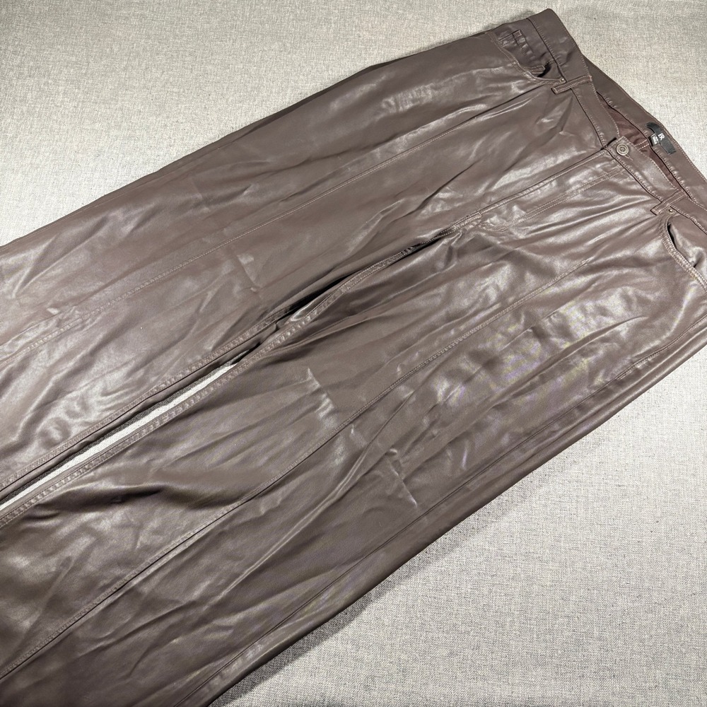 Banana Republic Coated Denim Pintuck Jeans Womens 35 Brown Baggy Super Wide Leg